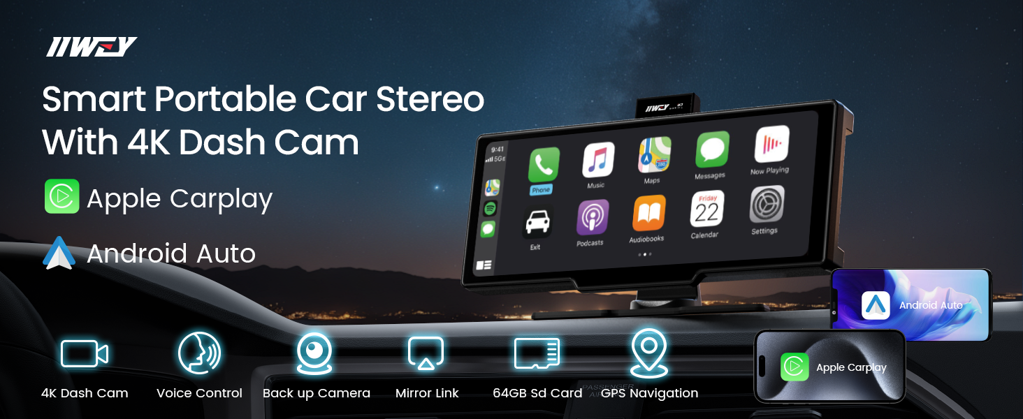Apple - akito41 Amazon.com: Portable Apple Carplay Screen, 10'' Car Stereo